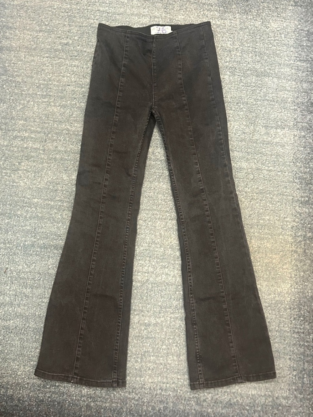 Free People We The Free Penny Pull On Flare Jeans Black Seamed High Rise size 26